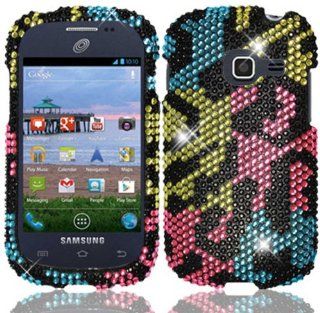 For Samsung Galaxy Centura S738C Full Diamond Bling Cover Case Bright Colorful Leopard Cell Phones & Accessories