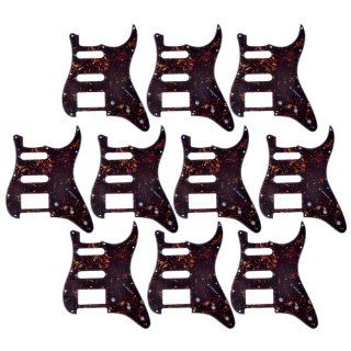 10pcs Dark Brown Tortoise Shell HSS 11 Holes Pickguard for Fender Strat Style Guitar Pot Size 9.5mm Replacement Musical Instruments