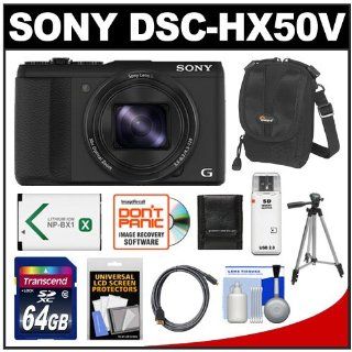 Sony Cyber Shot DSC HX50V GPS Wi Fi Digital Camera (Black) with 64GB Card + Battery + Case + Tripod + Accessory Kit  Point And Shoot Digital Camera Bundles  Camera & Photo