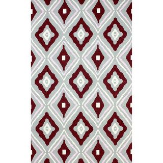 Nuloom Hand hooked Modern Square In Square Burgundy Wool Rug (5 X 8)