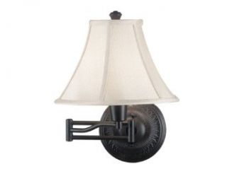 Kenroy Home Amherst 16 Inch Swing Arm Wall Lamp In Oil Rubbed Bronze Finish With A Cream Bell Shade   Bronze Indoor Swing Arm Sconces Wall Lighting  
