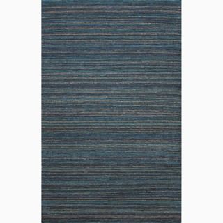 Handmade Stripe Pattern Blue/ Purple Hemp Rug (8 X 10)