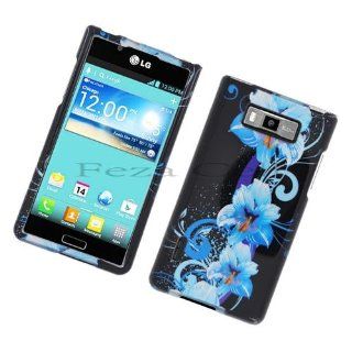 LG US730 (Splendor/ Venice) Four Blue Flowers Protective Case Cell Phones & Accessories