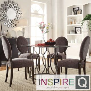 Inspire Q Inspire Q Concord 5 piece Black Nickel Plated Round Back Dining Set Clear Size 5 Piece Sets