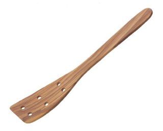 Scanwood 12" Solid Olive Wood Spatula Scraper with Holes Kitchen & Dining