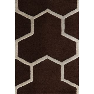 Safavieh Handmade Geometric Moroccan Cambridge Dark Brown/ Ivory Wool Rug (26 X 4)