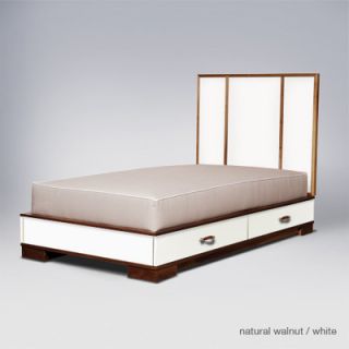 ducduc Morgan Bed MorgTB/MorgFB Size Full, Wood Finish White/Natural Walnut