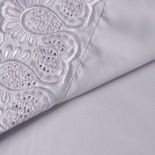 Elite Home Products, Inc Majestic Embroidered Lace Sheet Set Purple Size Full