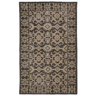 Hand knotted Vintage Replica Chocolate Brown Wool Rug (56 X 86)