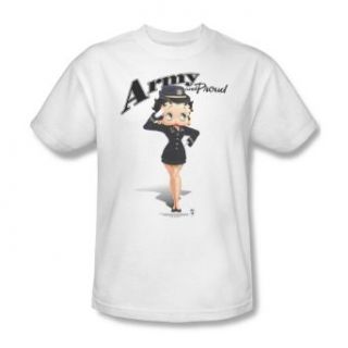 Betty Boop Army and Proud White Adult Shirt BB734 AT Clothing