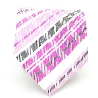 Ferrecci Purple/ Pink Plaid Neck Tie And Handkerchief Set