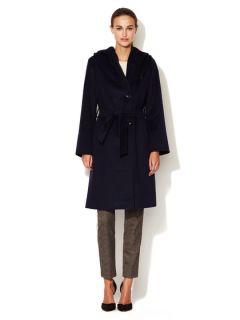 Wool Shawl Collar Belted Coat by Cinzia Rocca