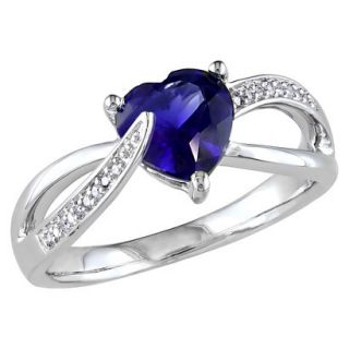 1 7/8 CT.T.W Heart Created Blue Sapphire and Dia