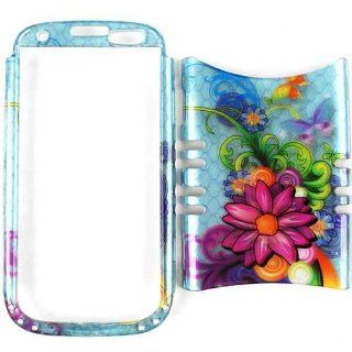 Cell Armor I747 RSNAP WF2338 S Rocker Snap On Case for Samsung Galaxy S3 I747   Retail Packaging   Trans. Design Flowers on Light Blue Cell Phones & Accessories