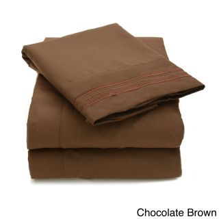 Bed Bath N More Triple Stitch 4 piece Bed Sheet Set Brown Size Twin