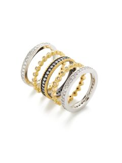Set Of 5 Tri Tone Band Rings by Belargo