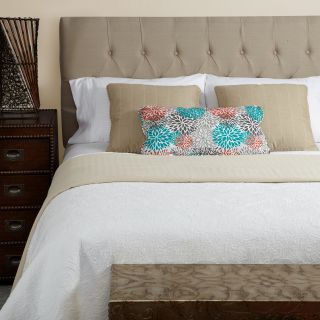 Mozaic Humble + Haute Hampton Beige Linen Full Diamond Tufted Upholstered Headboard Beige Size Full