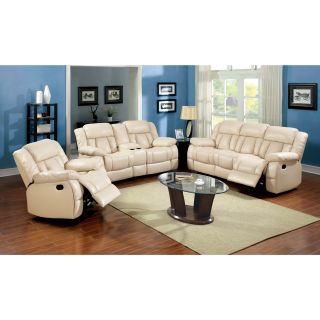 Furniture Of America Barbz 2 piece Bonded Leather Recliner Sofa And Loveseat Set, Ivory