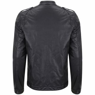 Ringspun Mens Enfield Leather Look Biker Jacket   Black      Clothing