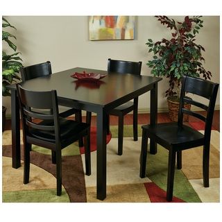 Office Star Products Dining Set With Contoured Cross Piece Design Chairs   Overhang Edge Table Top Black Size 5 Piece Sets
