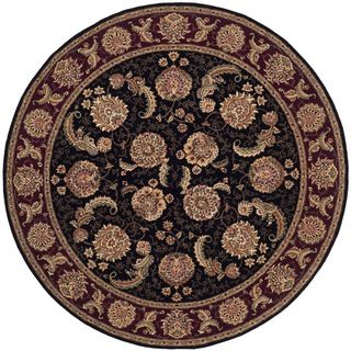 Safavieh Handmade Persian Court Black/ Red Wool/ Silk Rug (6 Round)