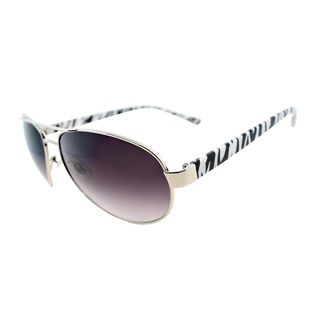 Fantaseyes Womens Hot Pursuit Silver Zebra Metal Aviator Sunglasses