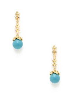 CZ Linear Cluster & Synthetic Turquoise Drop Earrings by Belargo