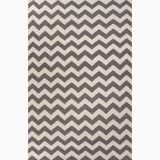 Hand made Gray/ Ivory Wool Easy Care Rug (9x12)