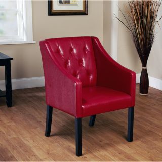 Tufted Red Wine Faux Leather Guest Chair