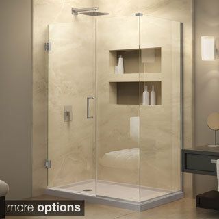 Dreamline Unidoor Plus 30.375   34.375 In. D X 36 In. W Frameless Hinged Shower Enclosure, Clear Glass