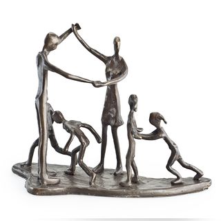 Children   Parents At Play Bronze Sculpture