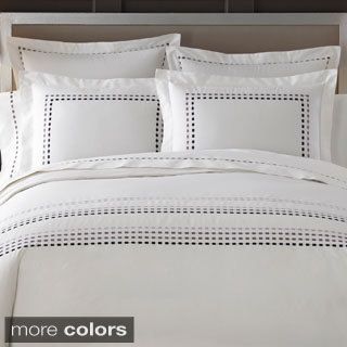 N/a Ombre Box Embroidered 300 Thread Count Duvet Cover With Sham Options Sold Separate White Size King