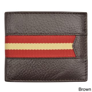 Brandio Mens Leather Striped Bi fold Wallet