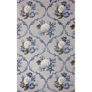 Nuloom Hand hooked Floral Wool Blue Rug (8 6 X 11 6)