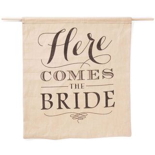 Hortense B. Hewitt Here Comes The Bride Burlap Sign