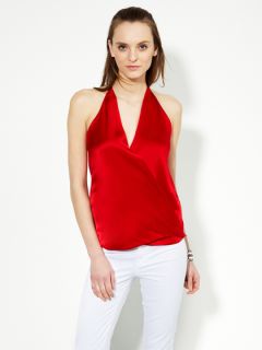 Silk Satin Wrap Halter Top by Exclusive for Intermix