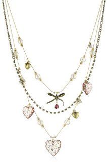 Betsey Johnson "Betsey Basics" Three Row Heart Illusion Necklace Betsey Johnson Jewelry