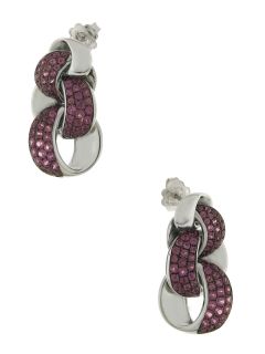 Infinity Silver & Round Cut Rhodolite Oval Drop Earrings by Chimento