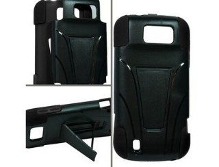Dual Layer Cover w/ Kickstand for Sprint Flash / ZTE N9500, Black/Black Cell Phones & Accessories