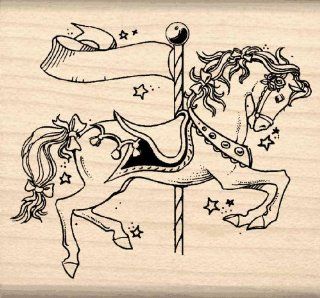 Carousel Horse Rubber Stamp   3 1/2 inches x 3 3/4 inches