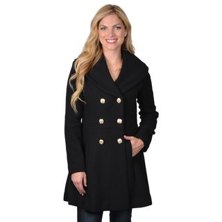 Jessica Simpson Womens Double Breasted Basketweave Coat