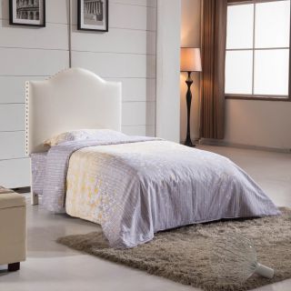 Visionxpro,inc. Classic Creamy White Faux Leather With Nailhead Trim Twin size Headboard White Size Twin