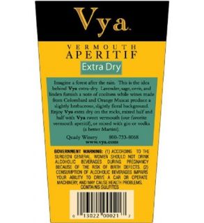 NV Quady Vya Extra Dry Vermouth blend   White 750 mL Wine