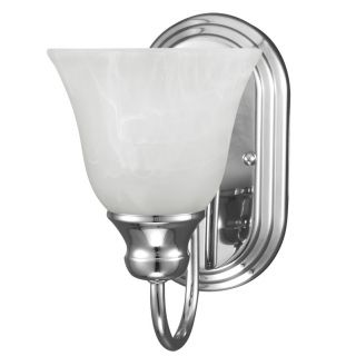 Sea Gull Lighting Windgate 1 light Wall/ Bath Chrome Sconce With White Alabaster Glass