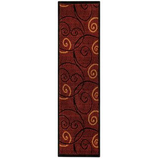 Ephesus Collection Red Tribal Filigree Contemporary Runner Rug (110 X 610)