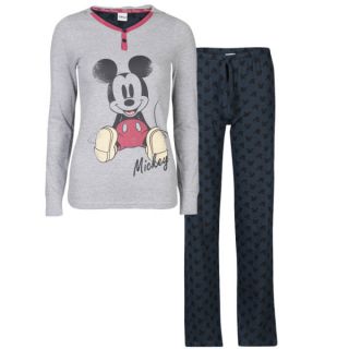 Mickey Mouse Womens Printed Pyjama Set   Grey Marl & Charcoal      Clothing