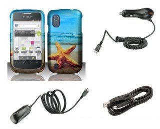 T Mobile ZTE Concord V768   Bundle Pack   Starfish on Beach Design Cover Case + Atom LED Keychain Light + Wall Charger + Car Charger + Micro USB Cable Cell Phones & Accessories