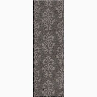 Handmade Tribal Pattern Gray Wool Rug (26 X 8)