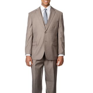 Caravelli Caravelli Italy Mens Superior 150 Light Taupe 3 piece Vested Suit Brown Size 36R
