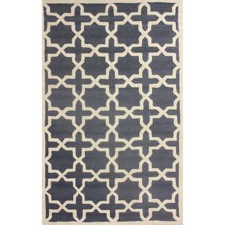 Nuloom Handmade Marrakesh Trellis Grey Wool Rug (76 X 96)